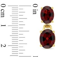 Oval Garnet Drop Earrings in Sterling Silver with Yellow Rhodium|Peoples Jewellers