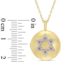 0.04 CT. T.W. Diamond Star of David Circle Locket in Sterling Silver with Yellow Rhodium|Peoples Jewellers