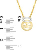 0.04 CT. T.W. Diamond Smiley Face with Heart-Eyes with Halo Necklace in Sterling Silver with 14K Gold Plate|Peoples Jewellers