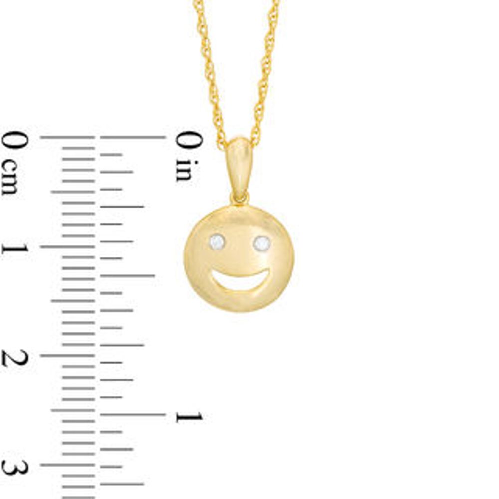 Diamond Accent Smiley Face Pendant in Sterling Silver with 14K Gold Plate|Peoples Jewellers