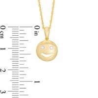 Diamond Accent Smiley Face Pendant in Sterling Silver with 14K Gold Plate|Peoples Jewellers