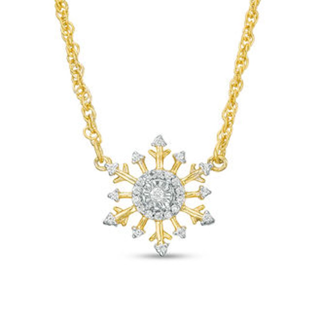 0.085 CT. T.W. Diamond Snowflake Necklace in Sterling Silver and 14K Gold Plate|Peoples Jewellers