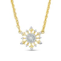 0.085 CT. T.W. Diamond Snowflake Necklace in Sterling Silver and 14K Gold Plate|Peoples Jewellers