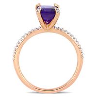 Emerald-Cut Amethyst and 0.10 CT. T.W. Diamond Engagement Ring in 10K Rose Gold|Peoples Jewellers