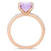 Oval Amethyst and 0.10 CT. T.W. Diamond Engagement Ring in 10K Rose Gold|Peoples Jewellers