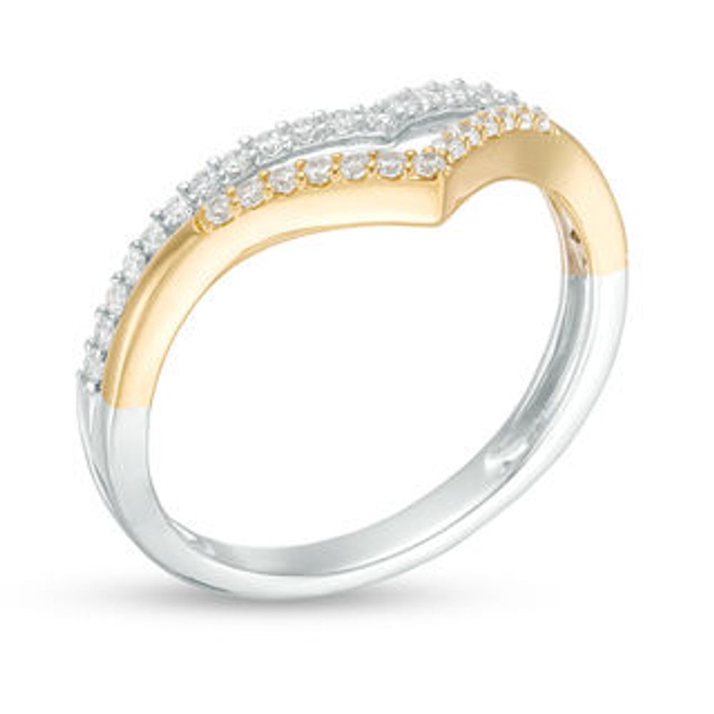 0.25 CT. T.W. Diamond Double Chevron Band in 10K Two-Tone Gold|Peoples Jewellers