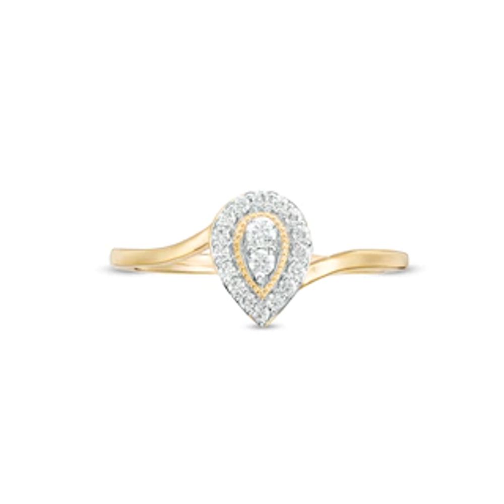 0.145 CT. T.W. Diamond Teardrop Frame Promise Ring in 10K Gold|Peoples Jewellers