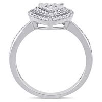 0.36 CT. T.W. Diamond Double Heart Frame Engagement Ring in Sterling Silver|Peoples Jewellers