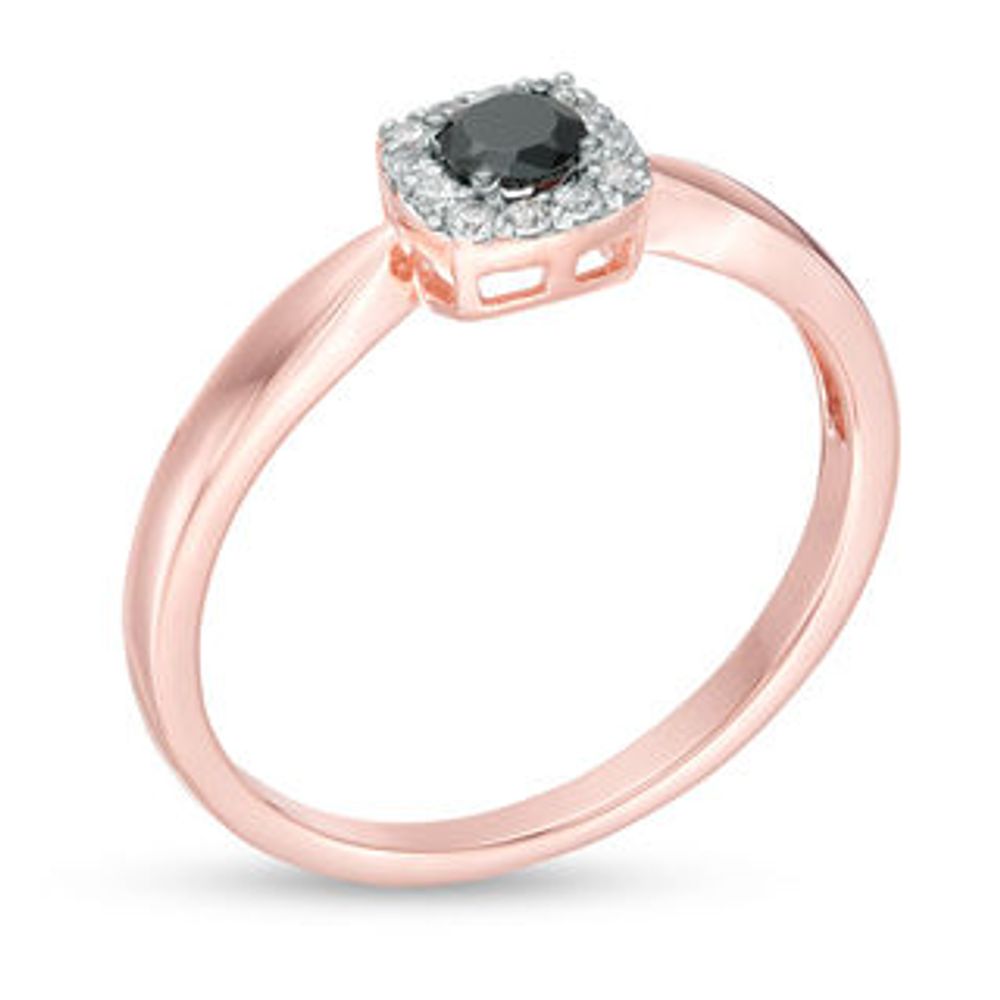 0.145 CT. T.W. Enhanced Black and White Diamond Cushion Frame Promise Ring in 10K Rose Gold|Peoples Jewellers