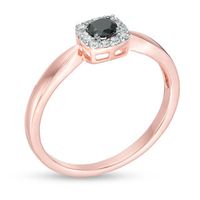 0.145 CT. T.W. Enhanced Black and White Diamond Cushion Frame Promise Ring in 10K Rose Gold|Peoples Jewellers