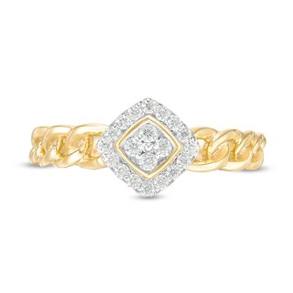 0.145 CT. T.W. Quad Diamond Tilted Square Frame Link Shank Promise Ring in 10K Gold|Peoples Jewellers