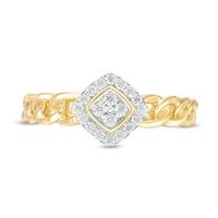 0.145 CT. T.W. Quad Diamond Tilted Square Frame Link Shank Promise Ring in 10K Gold|Peoples Jewellers