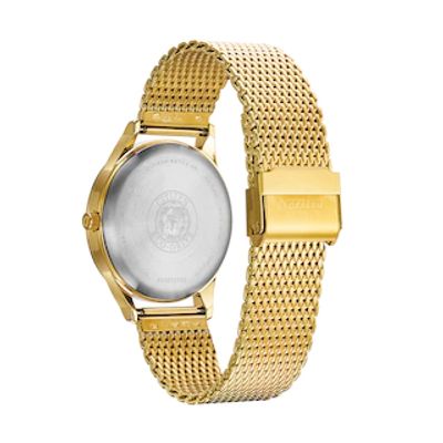 Men's Drive from Citizen Eco-Drive® BTW Gold-Tone Mesh Watch with Black Dial (Model: BV1112-56E)|Peoples Jewellers