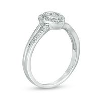 0.18 CT. T.W. Diamond Teardrop Frame Promise Ring in Sterling Silver|Peoples Jewellers