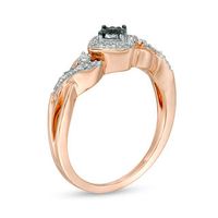 0.085 CT. T.W.  Black and White Diamond Tilted Square Frame Promise Ring in 10K Rose Gold|Peoples Jewellers