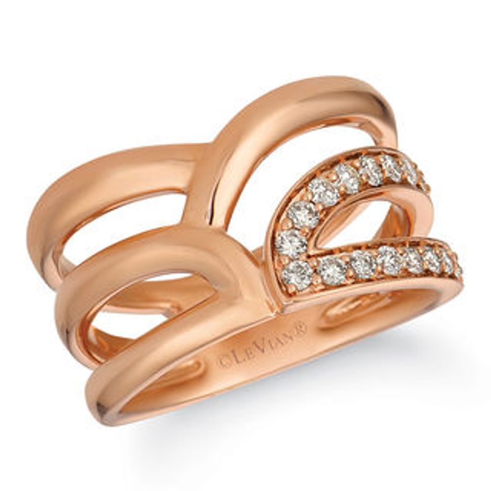 Le Vian® Crème Brûlée Diamonds™ 0.30 CT. T.W. Diamond Layered Ribbon Ring in 14K Strawberry Gold™|Peoples Jewellers