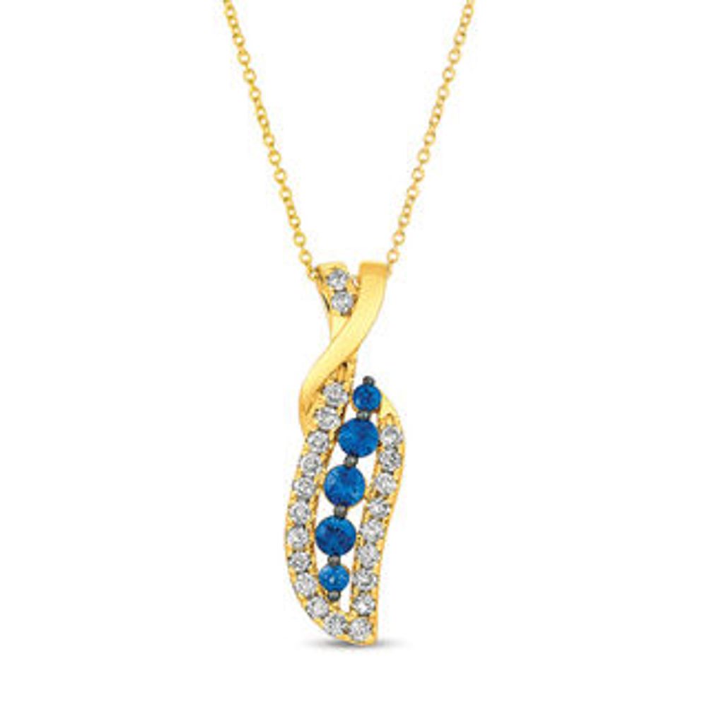 Le Vian® Blueberry Sapphire™ and Crème Brûlée Diamonds™ 0.49 CT. T.W. Diamond Swirl Flame Pendant in 14K Honey Gold™|Peoples Jewellers