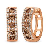 Le Vian Chocolate Diamonds® and Crème Brûlée Diamonds™ 1.05 CT. T.W. Diamond Hoop Earrings in 14K Strawberry Gold™|Peoples Jewellers