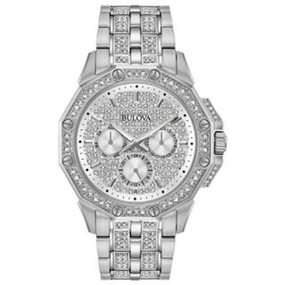 Men's Bulova Octava Crystal Accent Watch with Silver-Tone Dial (Model: 96C134)|Peoples Jewellers