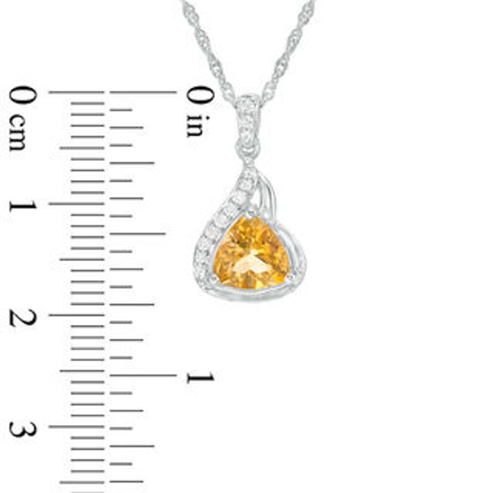 Trillion-Cut Citrine and Lab-Created White Sapphire Flame Pendant and Drop Earrings Set in Sterling Silver|Peoples Jewellers