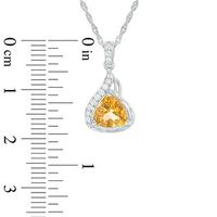 Trillion-Cut Citrine and Lab-Created White Sapphire Flame Pendant and Drop Earrings Set in Sterling Silver|Peoples Jewellers