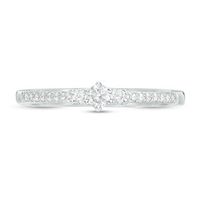 Engravable 1/8 CT. T.W. Diamond Three Stone Promise Ring in Sterling Silver (1 Line)|Peoples Jewellers