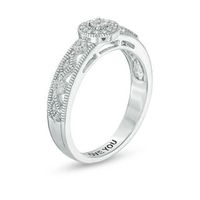 Engravable 1/10 CT. T.W. Diamond Art Deco Promise Ring in Sterling Silver (1 Line)|Peoples Jewellers