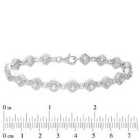 3.0mm Lab-Created White Sapphire Square Framed Link Bracelet in Sterling Silver - 7.25"|Peoples Jewellers