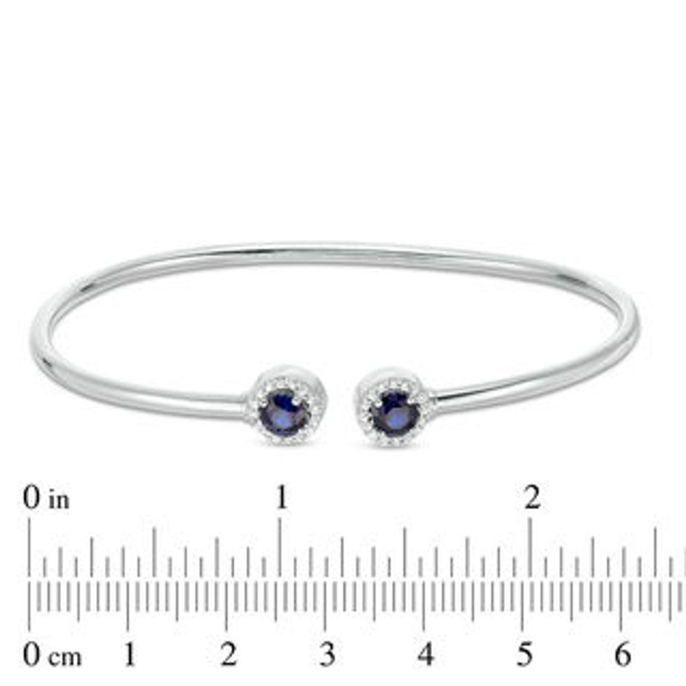 4.8mm Lab-Created Blue and White Sapphire Frame Flex Bangle in Sterling Silver|Peoples Jewellers