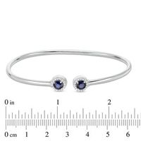 4.8mm Lab-Created Blue and White Sapphire Frame Flex Bangle in Sterling Silver|Peoples Jewellers