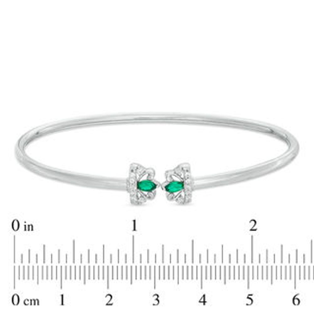 Marquise Lab-Created Emerald and White Sapphire Flex Bangle in Sterling Silver|Peoples Jewellers