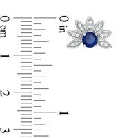 4.0mm Lab-Created Blue Sapphire and 0.086 CT. T.W. Diamond Flower Petals Stud Earrings in Sterling Silver|Peoples Jewellers