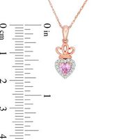 Lab-Created Pink and White Sapphire Frame Heart with Crown Pendant in 10K Rose Gold|Peoples Jewellers