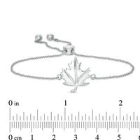 Maple Leaf Bolo Bracelet in 10K White Gold - 9.5"|Peoples Jewellers