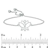Lotus Flower Outline Bolo Bracelet in 10K White Gold - 9.5"|Peoples Jewellers