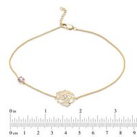 4.0mm Lab-Created Pink and White Sapphire Rose Anklet in 10K Gold - 10"|Peoples Jewellers