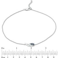Lab-Created Blue Sapphire Sideways Angel Wing Anklet in Sterling Silver - 10"|Peoples Jewellers