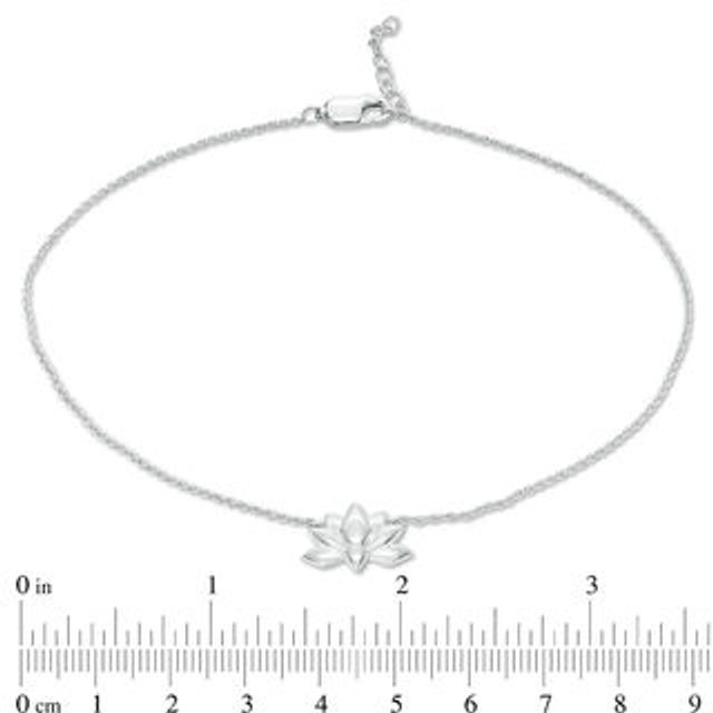 Lotus Flower Anklet in Sterling Silver - 10"|Peoples Jewellers