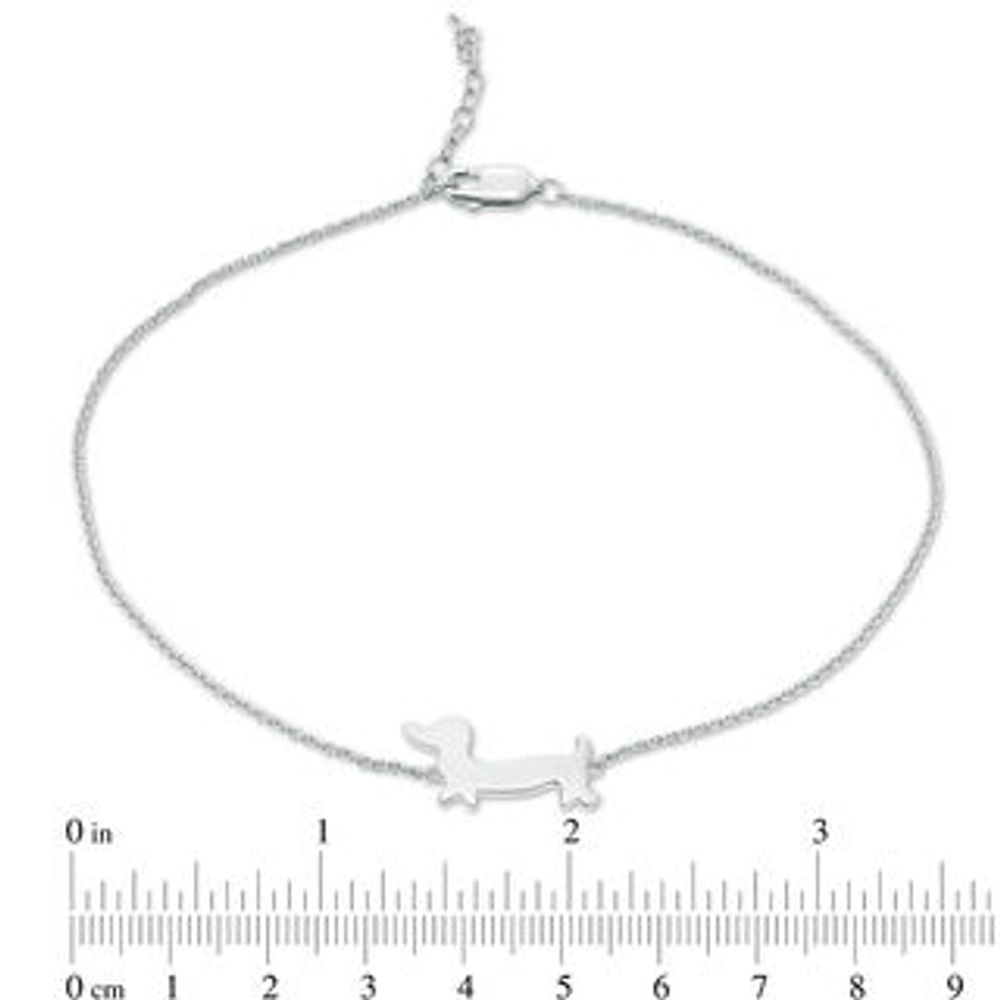 Walking Dachshund Anklet in Sterling Silver - 10"|Peoples Jewellers