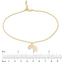 Double Leaf Dangle Anklet in 10K Gold - 10"|Peoples Jewellers