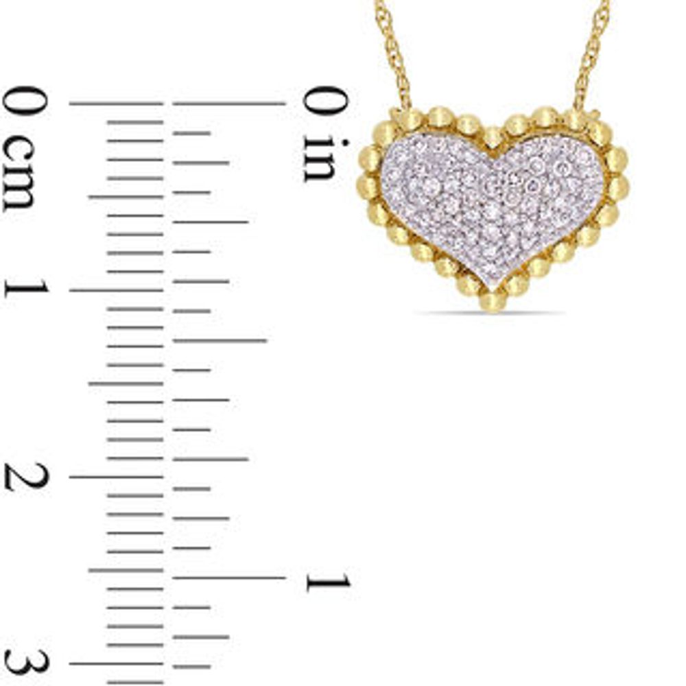 0.23 CT. T.W. Diamond Beaded Frame Heart Necklace in 10K Gold - 17"|Peoples Jewellers