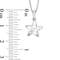 Diamond Accent Solitaire Sculpted Star Pendant in Sterling Silver|Peoples Jewellers