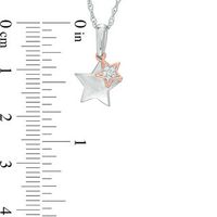 Diamond Accent Double Star Pendant in Sterling Silver and 10K Rose Gold|Peoples Jewellers