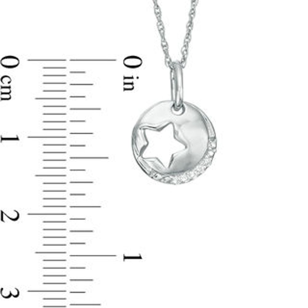 Diamond Accent Star Cutout Circle Pendant in Sterling Silver|Peoples Jewellers