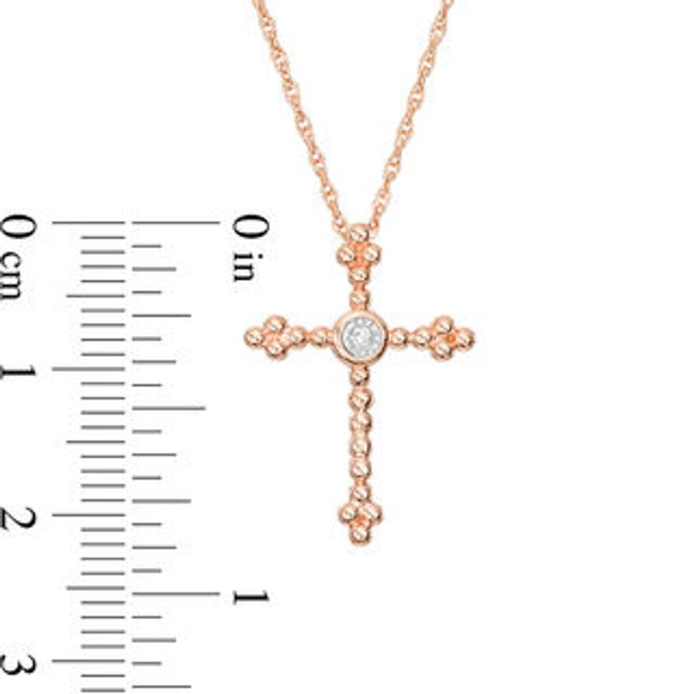 Diamond Accent Beaded Cross Pendant in 10K Rose Gold|Peoples Jewellers