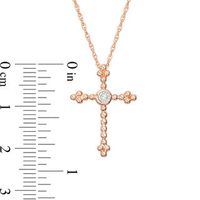 Diamond Accent Beaded Cross Pendant in 10K Rose Gold|Peoples Jewellers