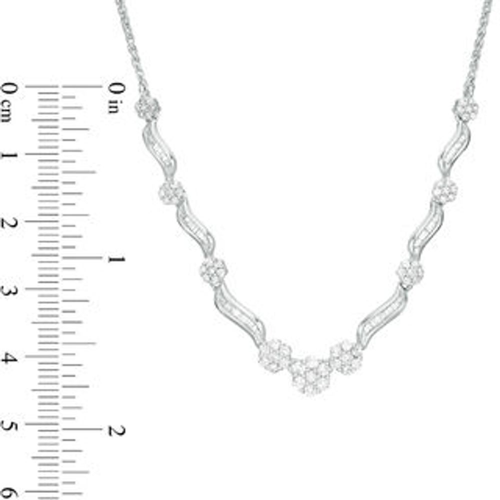 1.00 CT. T.W. Baguette and Round Composite Diamond Necklace in 10K White Gold|Peoples Jewellers