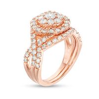 1.69 CT. T.W. Diamond Double Frame Twist Bridal Set in 10K Rose Gold|Peoples Jewellers