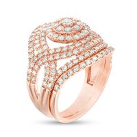 1.69 CT. T.W. Diamond Double Frame Crossover Bridal Set in 10K Rose Gold|Peoples Jewellers