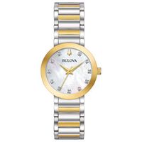 Ladies' Bulova Modern Diamond Accent Two-Tone Watch with Mother-of-Pearl Dial (Model: 98P180)|Peoples Jewellers